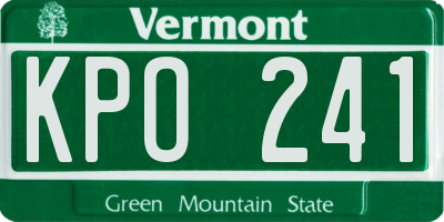VT license plate KPO241