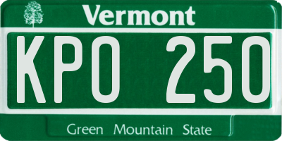 VT license plate KPO250
