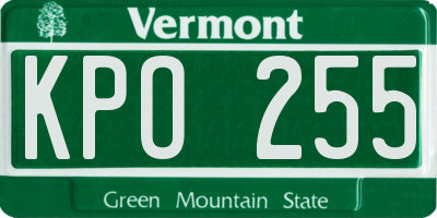 VT license plate KPO255