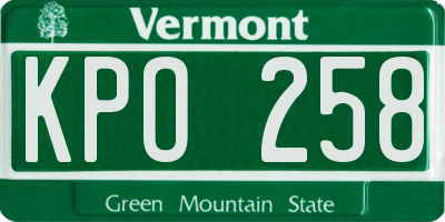VT license plate KPO258