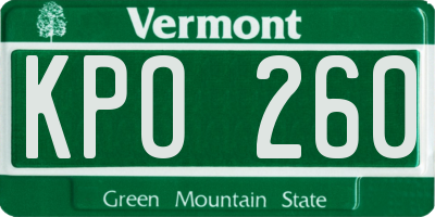VT license plate KPO260