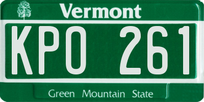 VT license plate KPO261