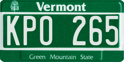 VT license plate KPO265