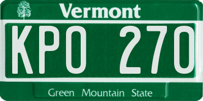VT license plate KPO270