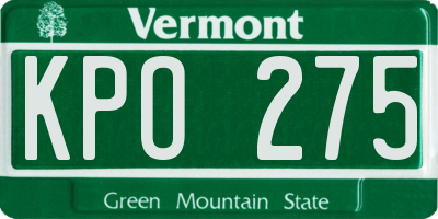 VT license plate KPO275