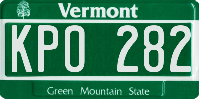 VT license plate KPO282