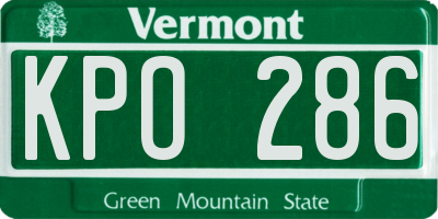VT license plate KPO286