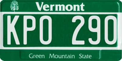 VT license plate KPO290