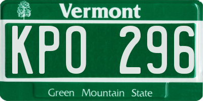VT license plate KPO296
