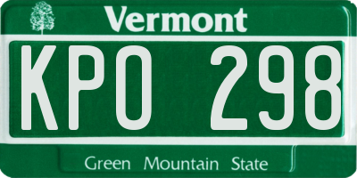 VT license plate KPO298
