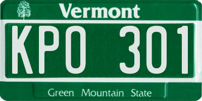 VT license plate KPO301