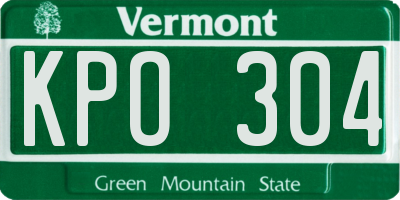 VT license plate KPO304