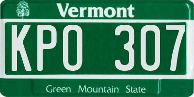 VT license plate KPO307
