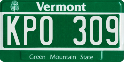 VT license plate KPO309