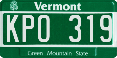 VT license plate KPO319