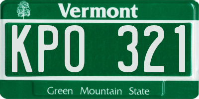 VT license plate KPO321