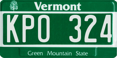 VT license plate KPO324