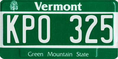 VT license plate KPO325