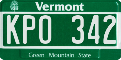 VT license plate KPO342
