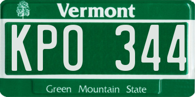 VT license plate KPO344