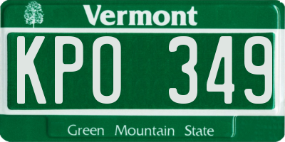 VT license plate KPO349