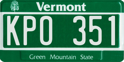 VT license plate KPO351