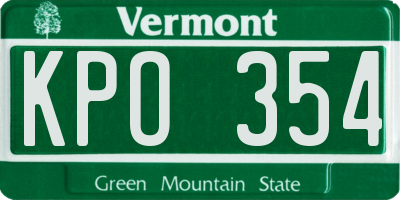 VT license plate KPO354