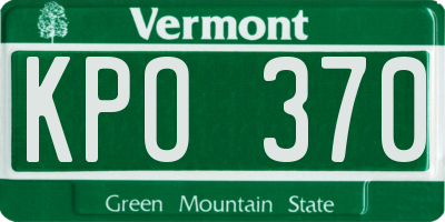 VT license plate KPO370