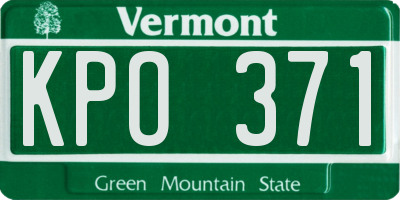 VT license plate KPO371