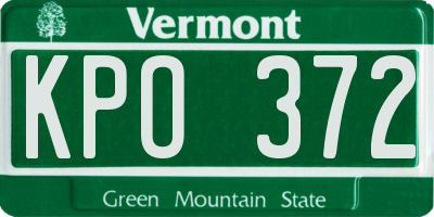 VT license plate KPO372