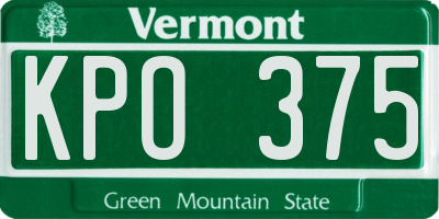 VT license plate KPO375