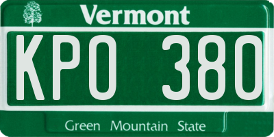 VT license plate KPO380
