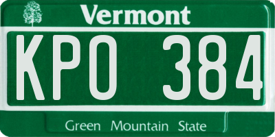 VT license plate KPO384