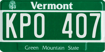VT license plate KPO407
