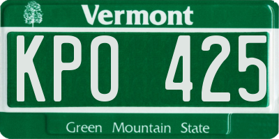VT license plate KPO425