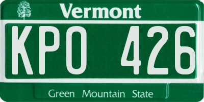 VT license plate KPO426