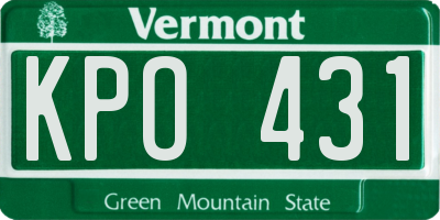 VT license plate KPO431