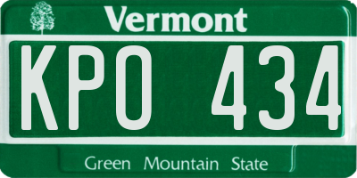 VT license plate KPO434