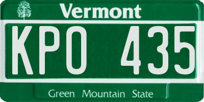 VT license plate KPO435