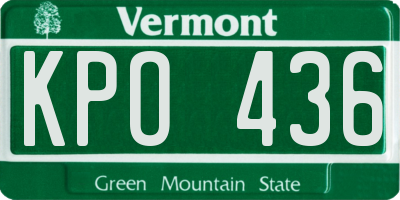 VT license plate KPO436