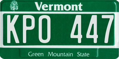 VT license plate KPO447