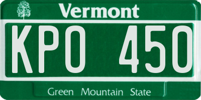 VT license plate KPO450