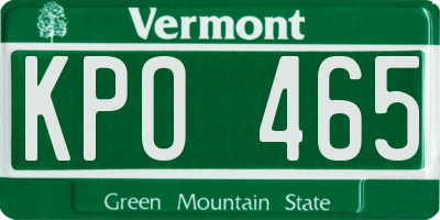 VT license plate KPO465