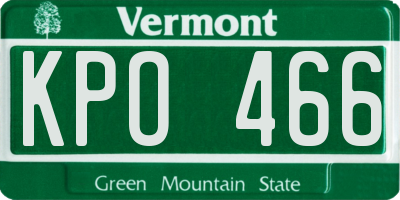 VT license plate KPO466
