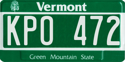 VT license plate KPO472