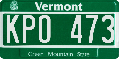 VT license plate KPO473