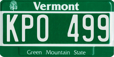 VT license plate KPO499