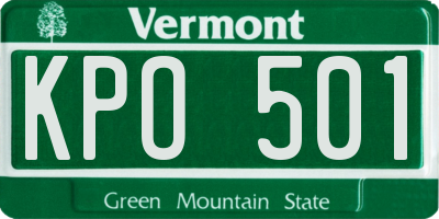 VT license plate KPO501