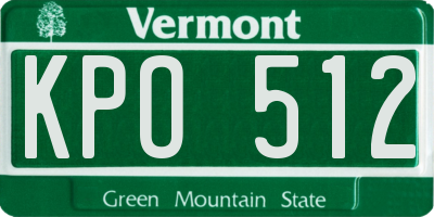 VT license plate KPO512