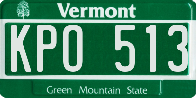 VT license plate KPO513